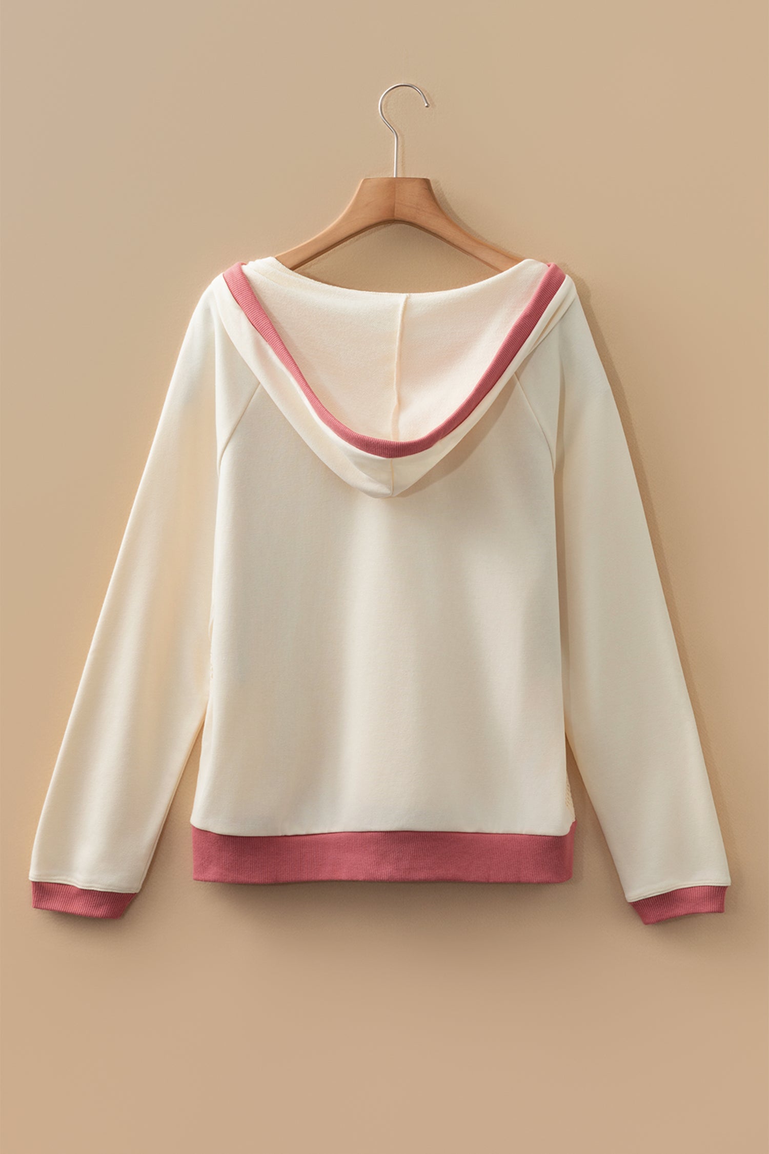 White Contrast Trim Crochet Knit Patchwork Exposed Seam Hoodie-Tops/Sweatshirts & Hoodies-[Adult]-[Female]-2022 Online Blue Zone Planet