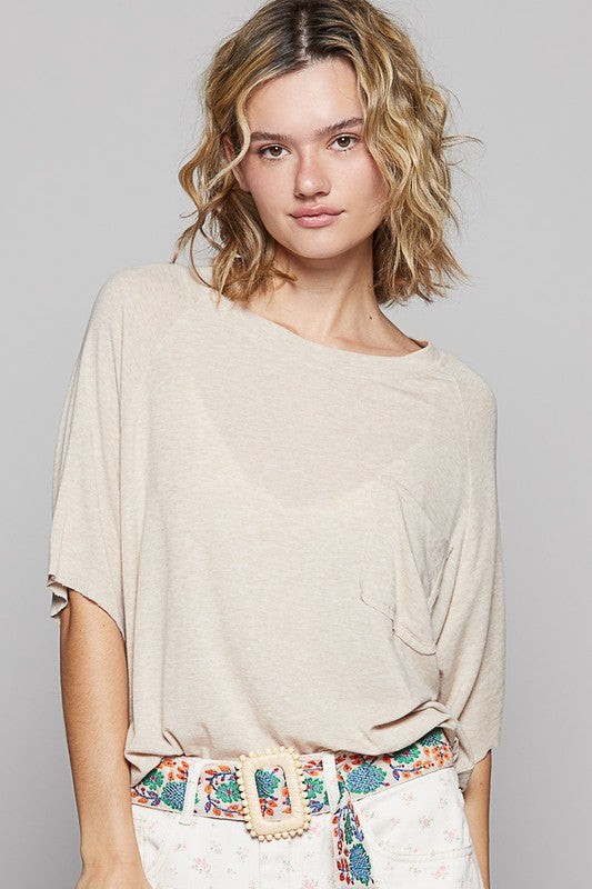 POL Round Neck Half Sleeve T-Shirt-TOPS / DRESSES-[Adult]-[Female]-LATTE-S-2022 Online Blue Zone Planet