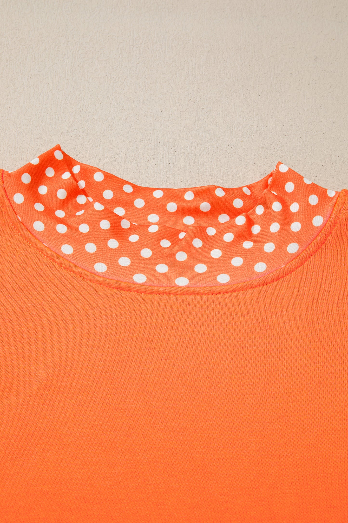 Orange Polka Dot Patchwork Round Neck Plus Size Sweatshirt-Plus Size/Plus Size Sweatshirts & Hoodies-[Adult]-[Female]-2022 Online Blue Zone Planet