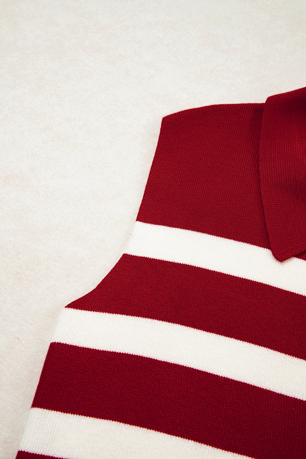 Red Stripe Collared Split Neck Sweater Vest-TOPS / DRESSES-[Adult]-[Female]-2022 Online Blue Zone Planet