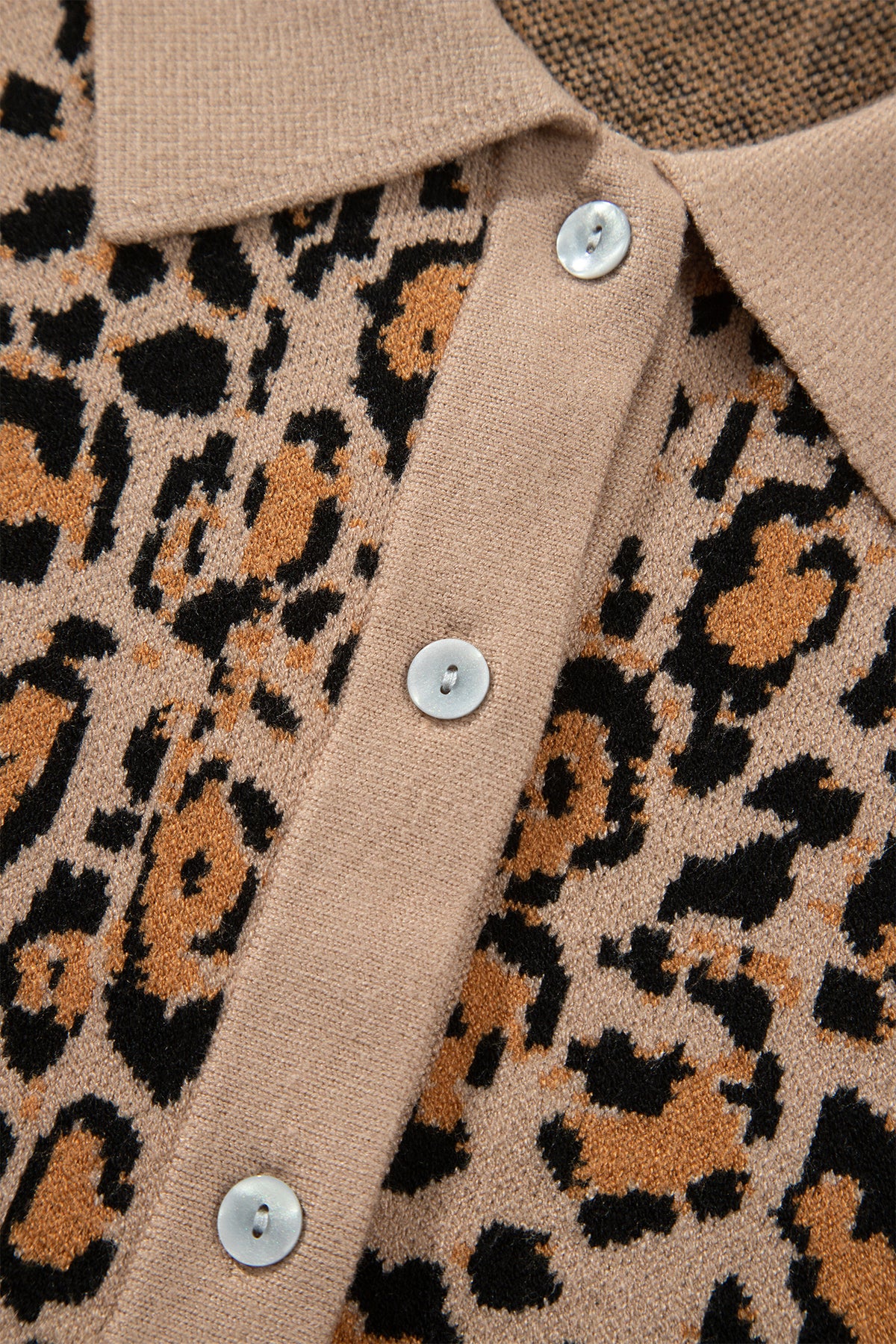 Brown Leopard Print Button-Up Cardigan Long Sleeve Cardigans-Sweaters & Cardigans/Cardigans-[Adult]-[Female]-2022 Online Blue Zone Planet
