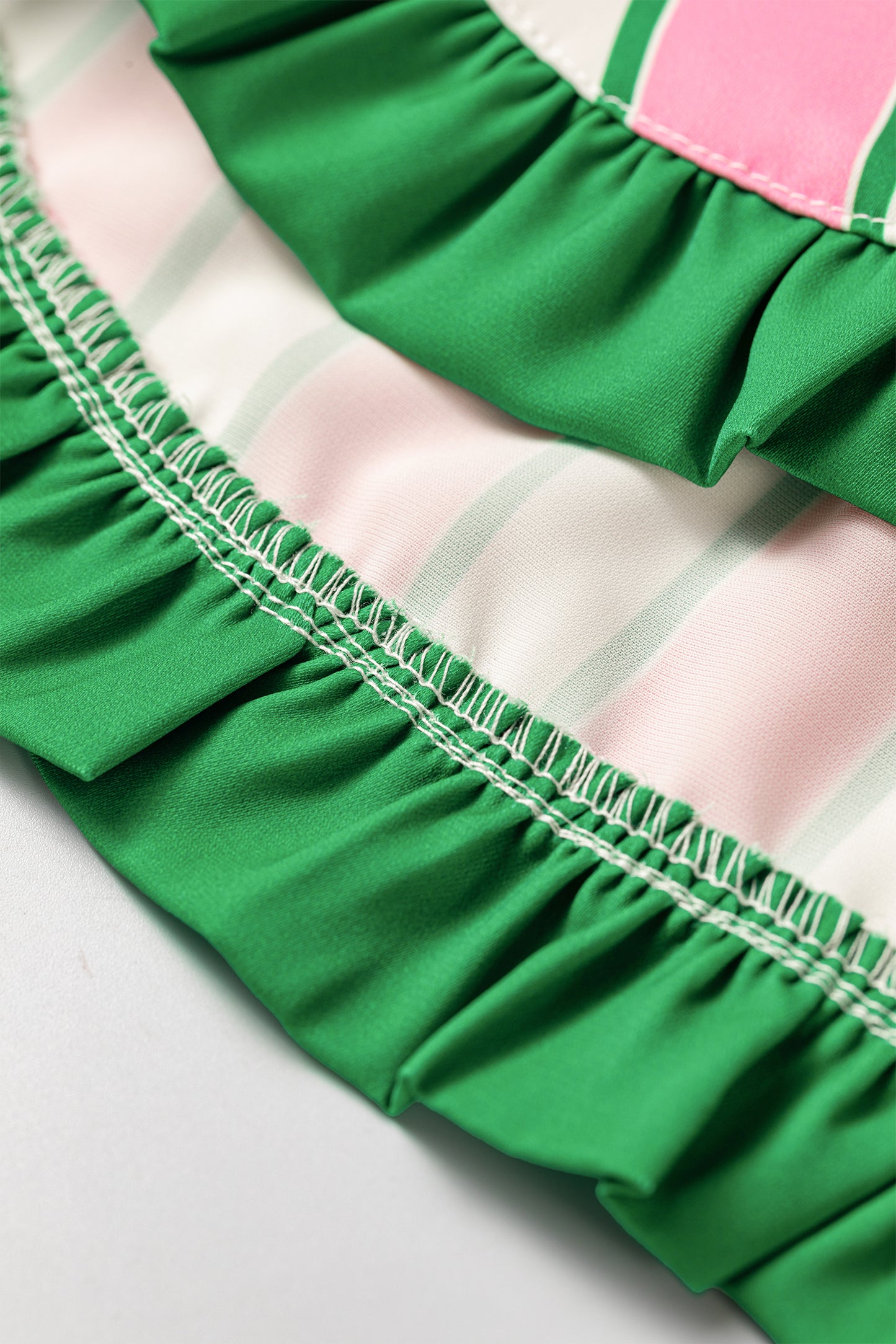 Pink Stripe Contrast Ruffle Trim Shorts-Bottoms/Casual Shorts-[Adult]-[Female]-2022 Online Blue Zone Planet