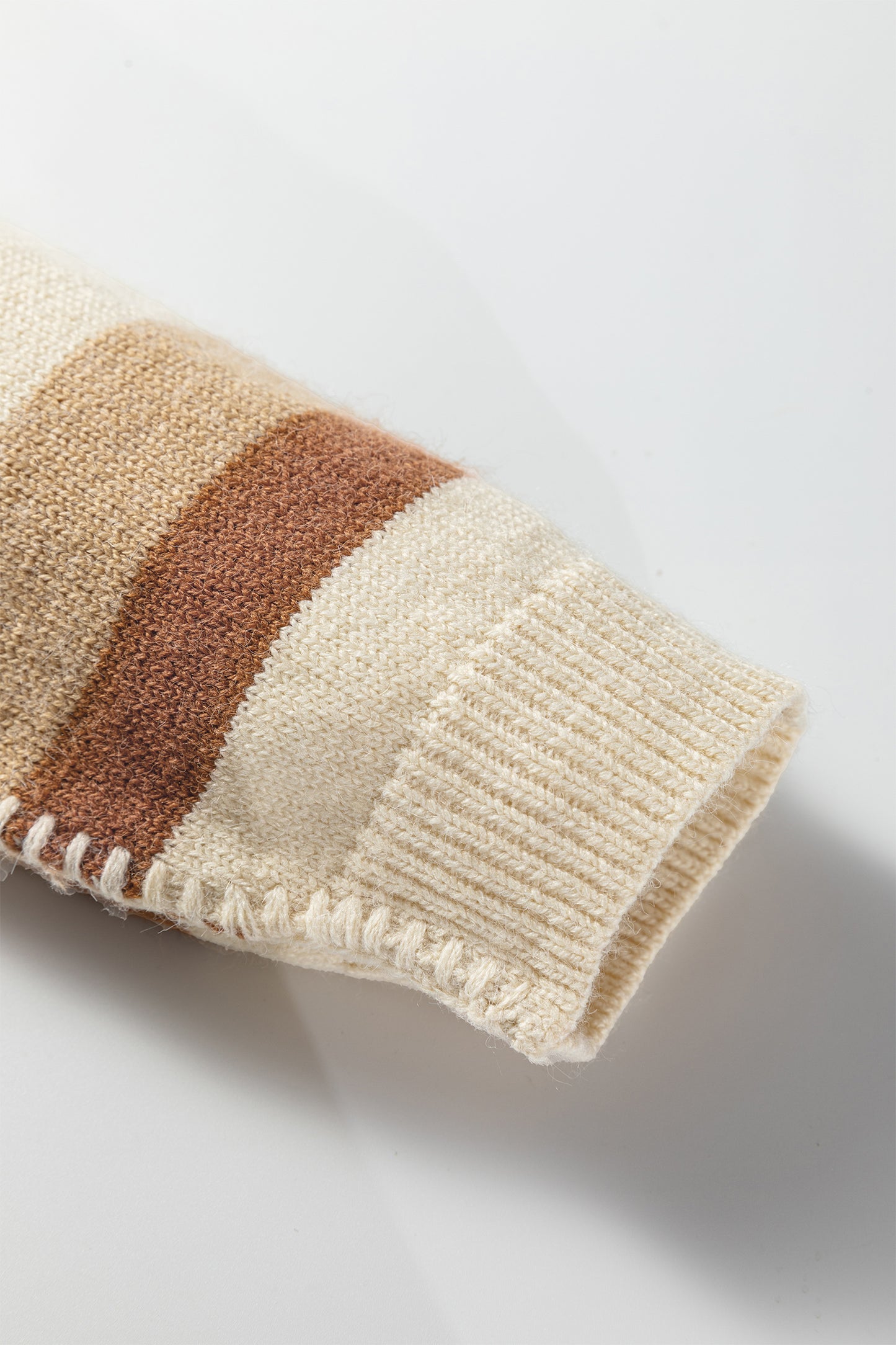 Khaki Stripe Exposed Seam Drop Shoulder Knit Baggy Sweater-TOPS / DRESSES-[Adult]-[Female]-2022 Online Blue Zone Planet