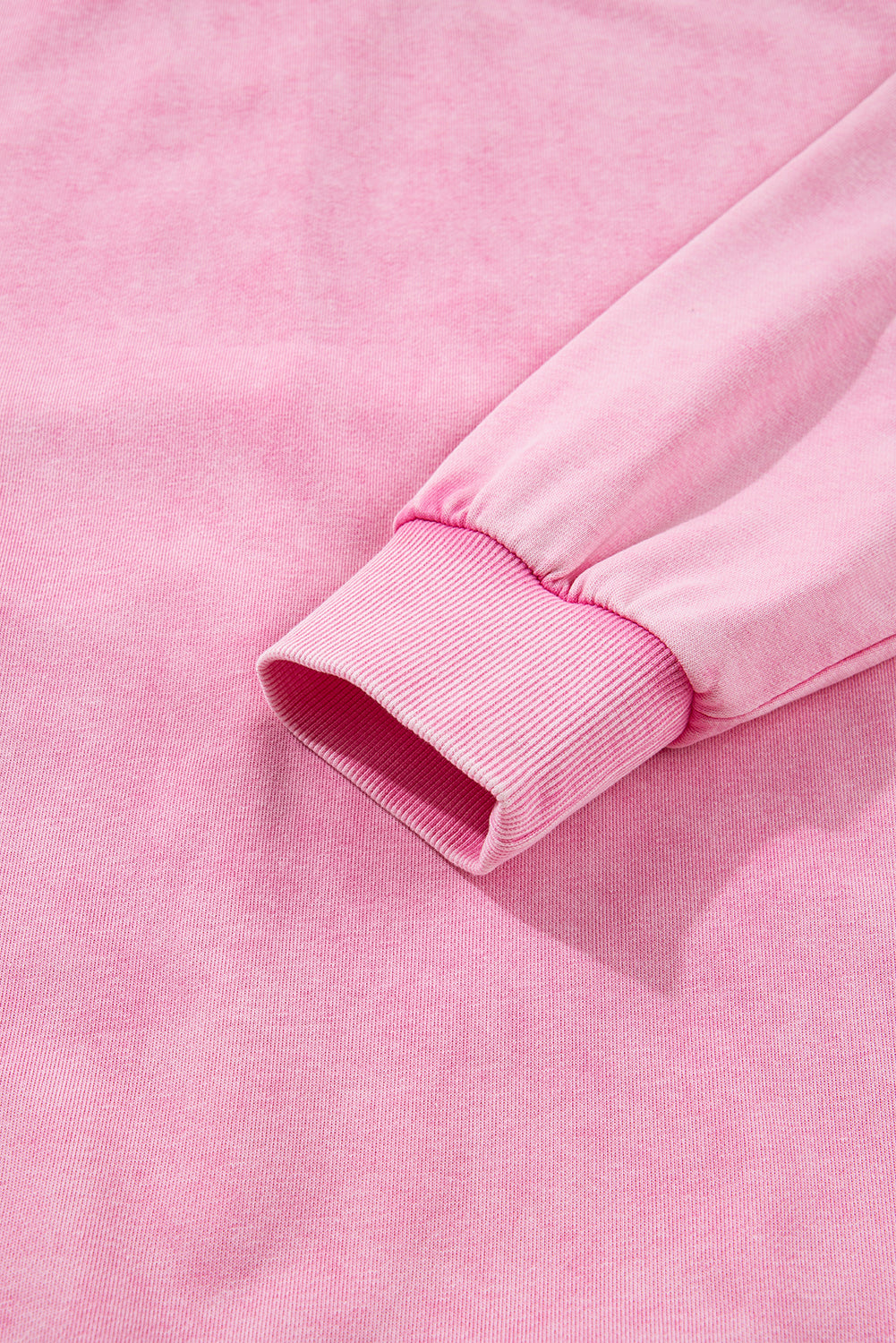 Bright Pink Mineral Wash Crossed Crew Neck Drop Shoulder Loose Sweatshirt-Tops/Sweatshirts & Hoodies-[Adult]-[Female]-2022 Online Blue Zone Planet