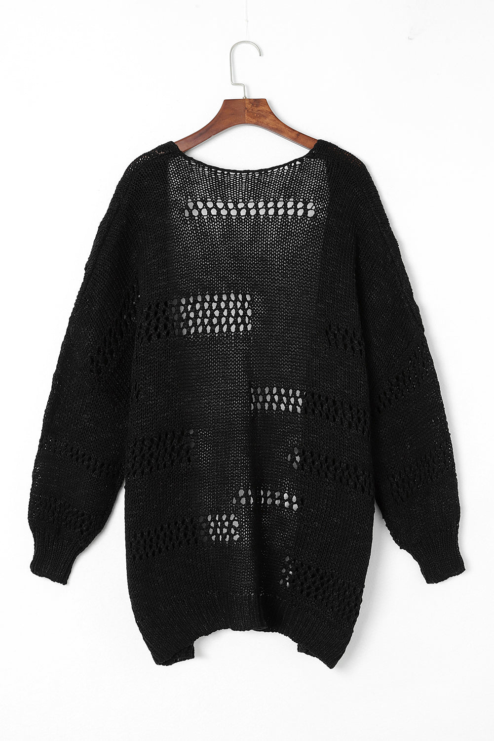 Openwork Open Front Long Sleeve Cardigan-TOPS / DRESSES-[Adult]-[Female]-2022 Online Blue Zone Planet