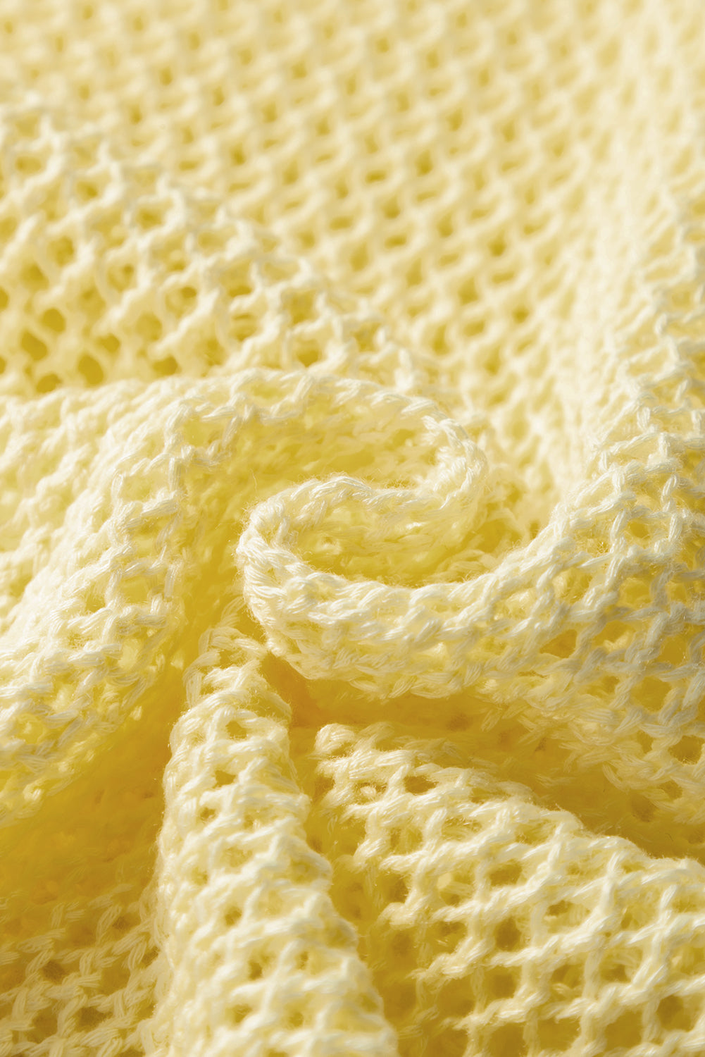 Yellow Solid Color Hollowed Knit Round Neck Sweater Vest-Sweaters & Cardigans/Sweater Vests-[Adult]-[Female]-2022 Online Blue Zone Planet