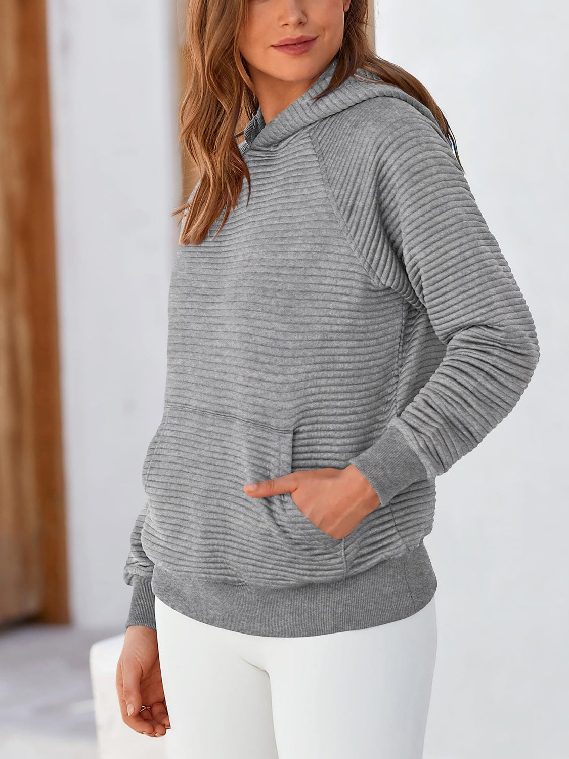 Kangaroo Pocket Long Sleeve Hoodie-TOPS / DRESSES-[Adult]-[Female]-2022 Online Blue Zone Planet