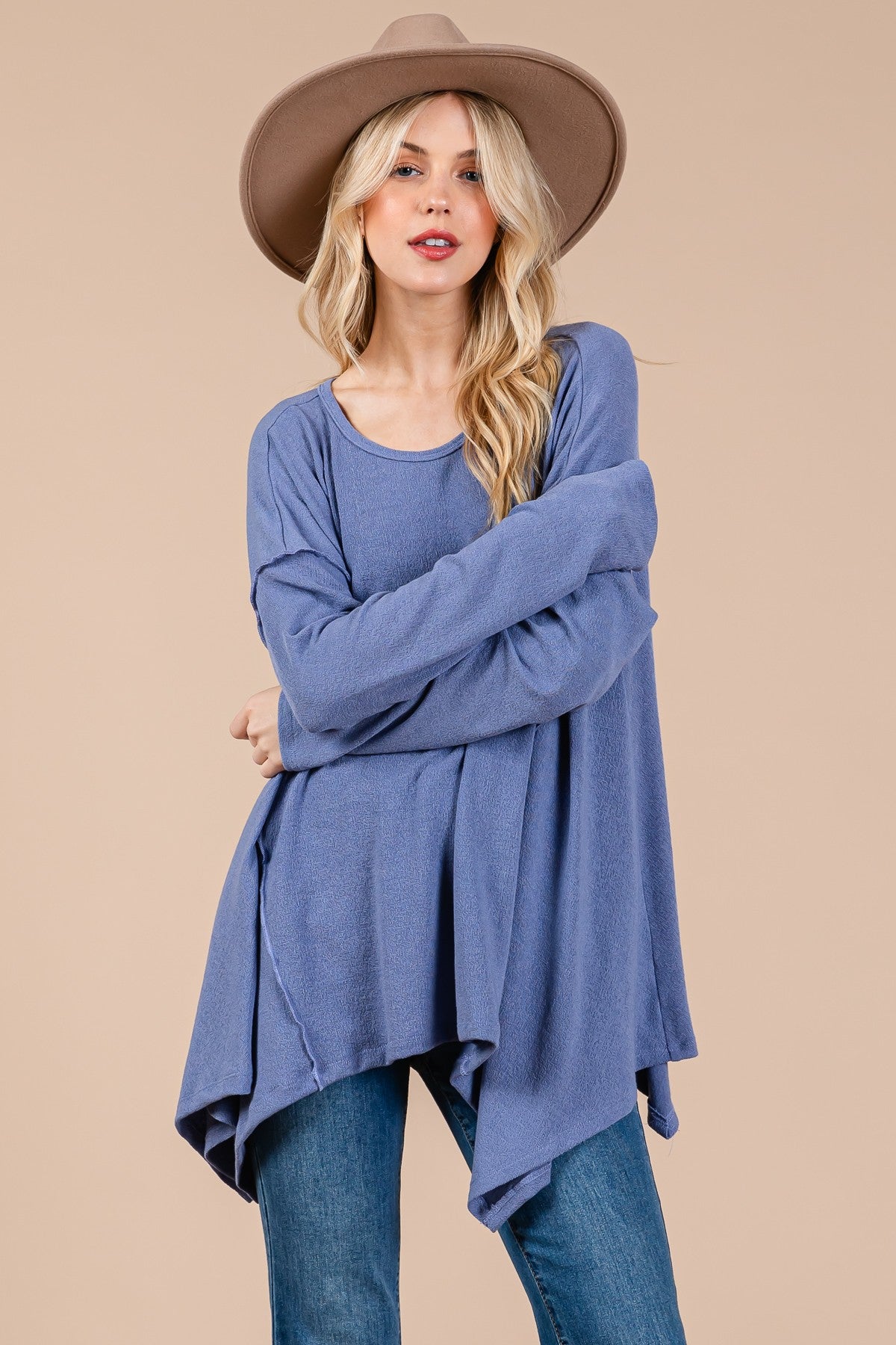 Ces Femme Asymmetrical Long Sleeve top-TOPS / DRESSES-[Adult]-[Female]-2022 Online Blue Zone Planet