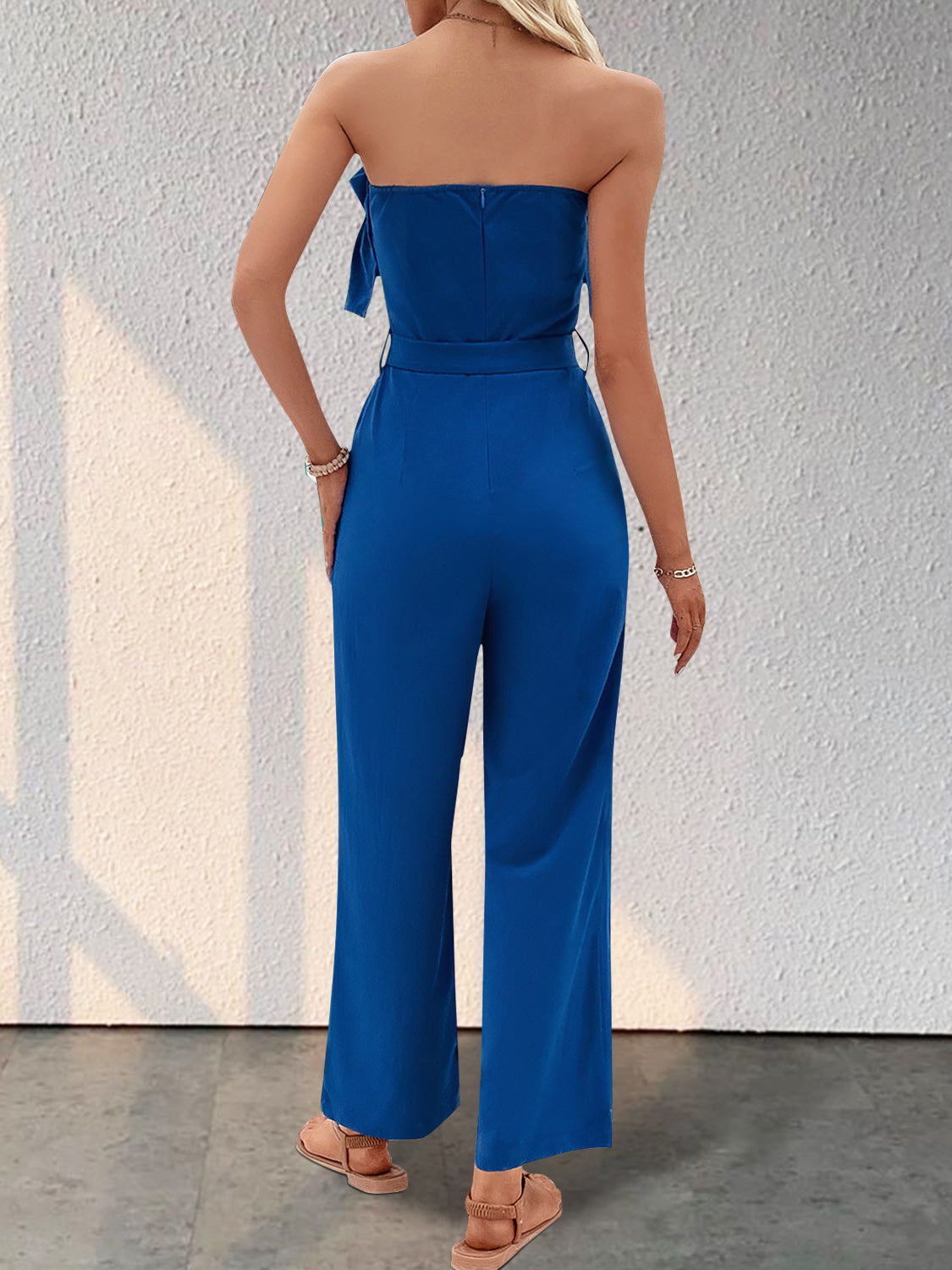 Ruffled Tie Waist Tube Jumpsuit-TOPS / DRESSES-[Adult]-[Female]-2022 Online Blue Zone Planet