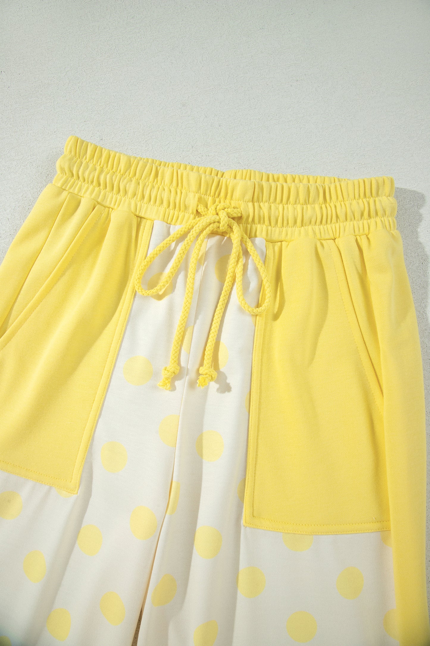 Yellow Color Block Patchwork Polka Dot Wide Leg Pant Set-Two Piece Sets/Pant Sets-[Adult]-[Female]-2022 Online Blue Zone Planet