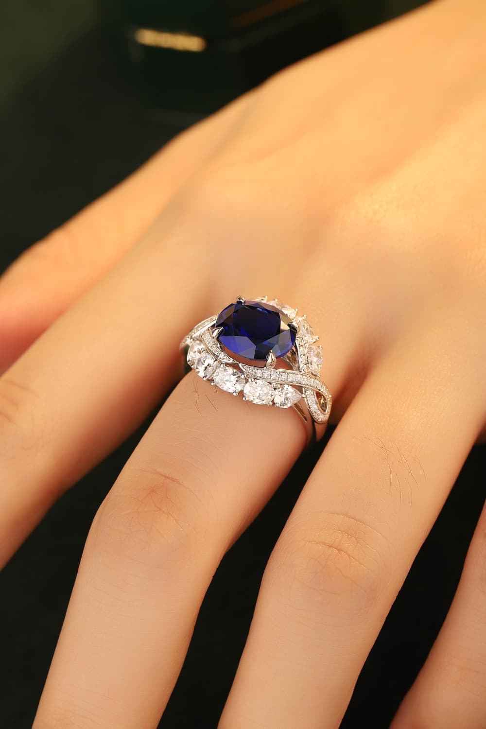 5 Carat Lab-Grown Sapphire Platinum-Plated Ring BLUE ZONE PLANET