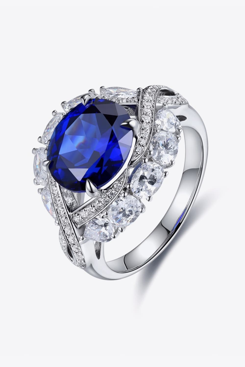 5 Carat Lab-Grown Sapphire Platinum-Plated Ring BLUE ZONE PLANET