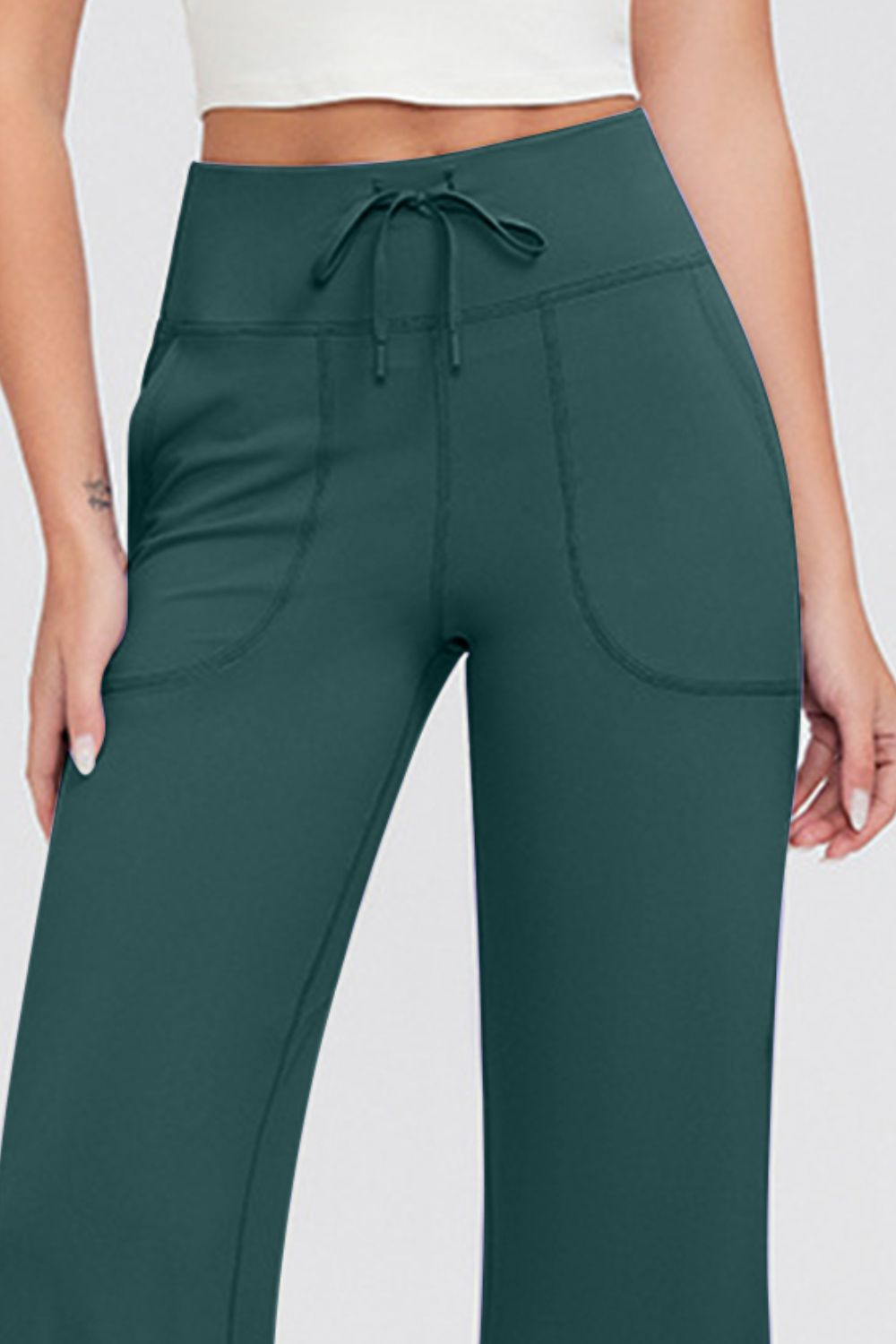 Basic Bae Full Size Drawstring High Waist Pants with Pockets-BOTTOMS SIZES SMALL MEDIUM LARGE-[Adult]-[Female]-2022 Online Blue Zone Planet