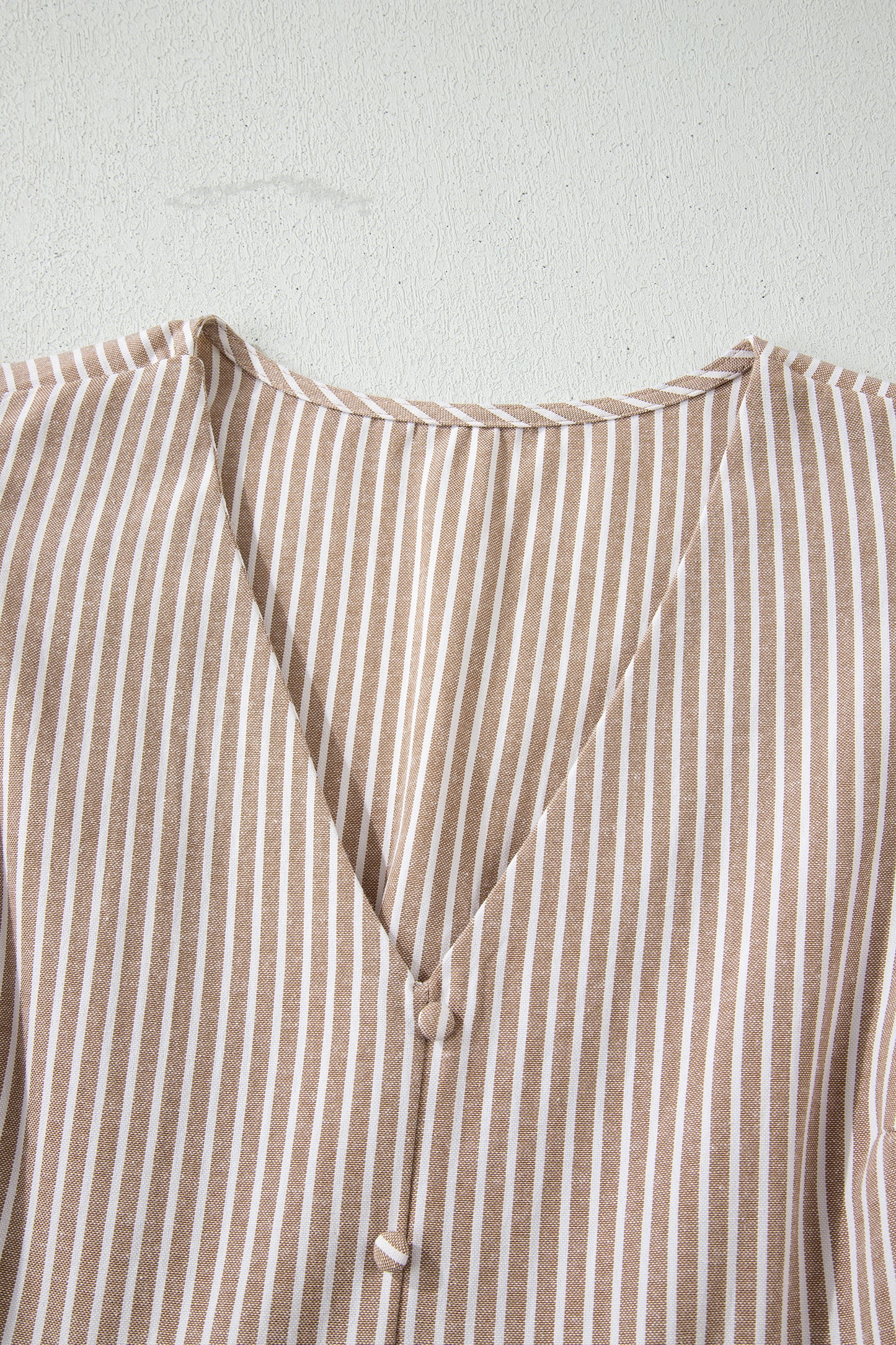 Khaki Stripe Flutter Sleeve Buttoned Front Slit Maxi Dress-TOPS / DRESSES-[Adult]-[Female]-2022 Online Blue Zone Planet