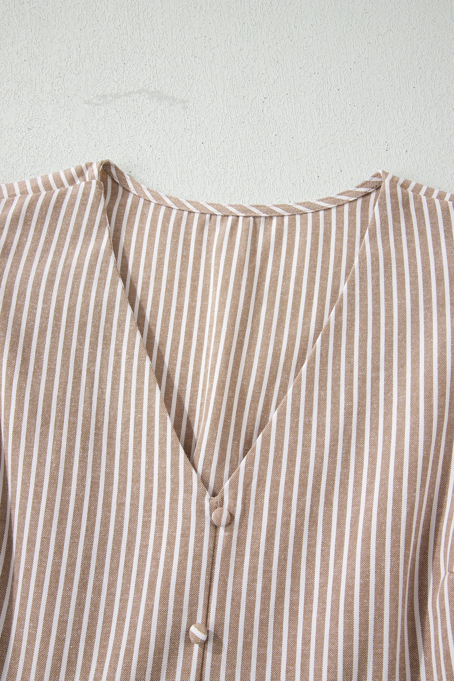 Khaki Stripe Flutter Sleeve Buttoned Front Slit Maxi Dress-TOPS / DRESSES-[Adult]-[Female]-2022 Online Blue Zone Planet