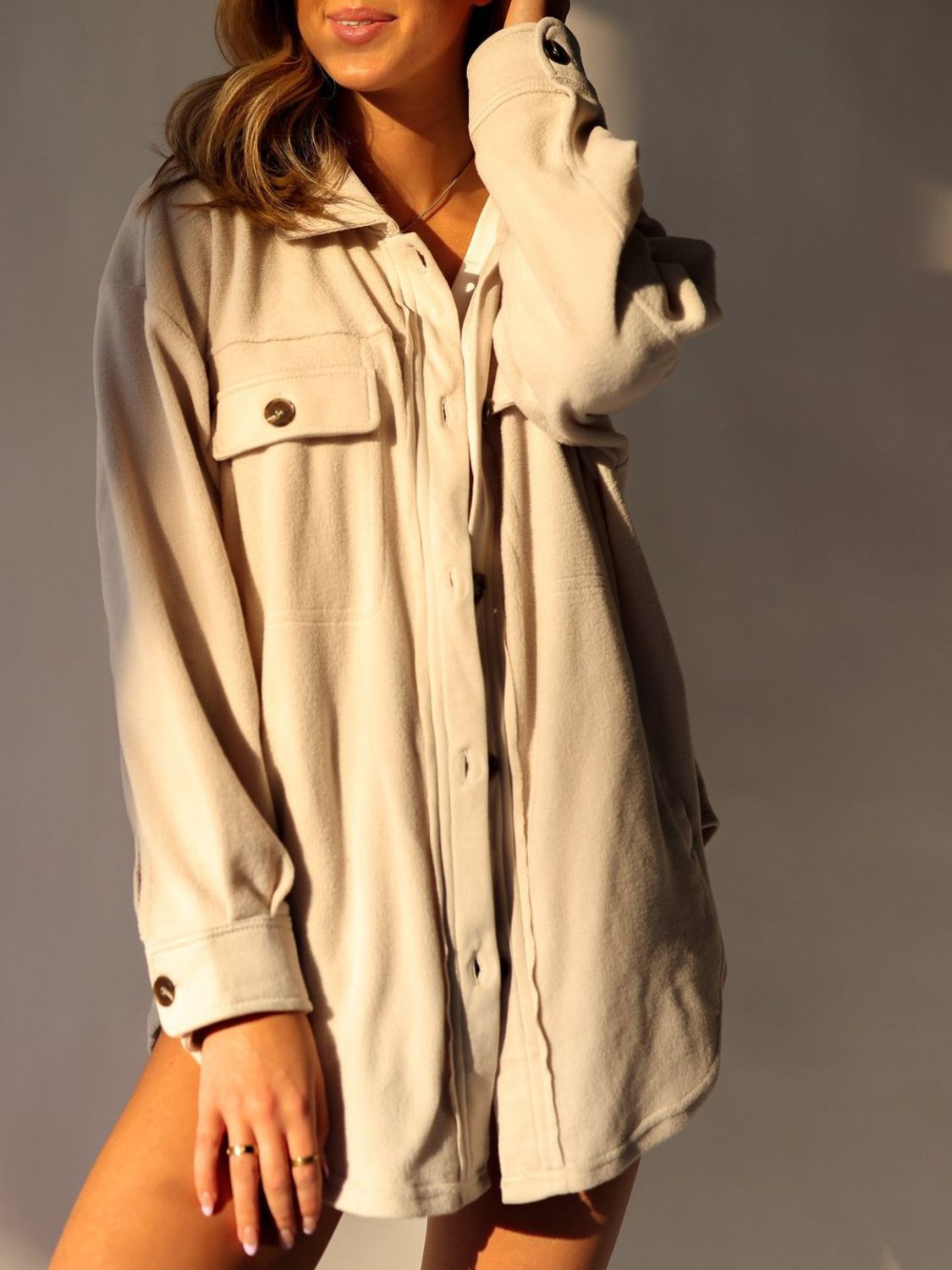 Button Up Long Sleeve Jacket-TOPS / DRESSES-[Adult]-[Female]-2022 Online Blue Zone Planet