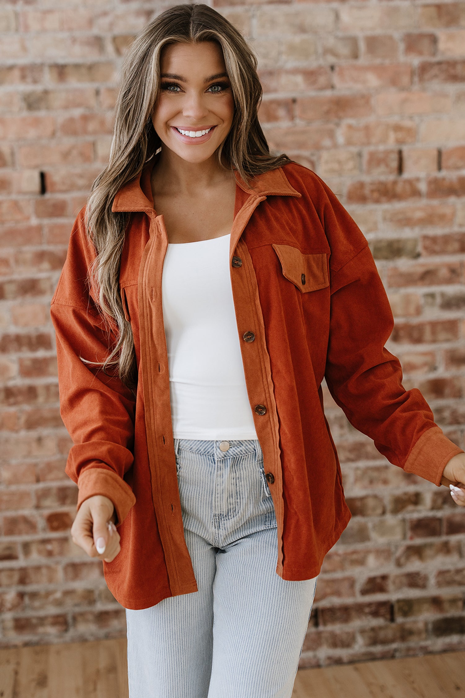 Gold Flame Velvet Flap Pockets Drop Shoulder Casual Shacket-Outerwear/Jackets-[Adult]-[Female]-2022 Online Blue Zone Planet