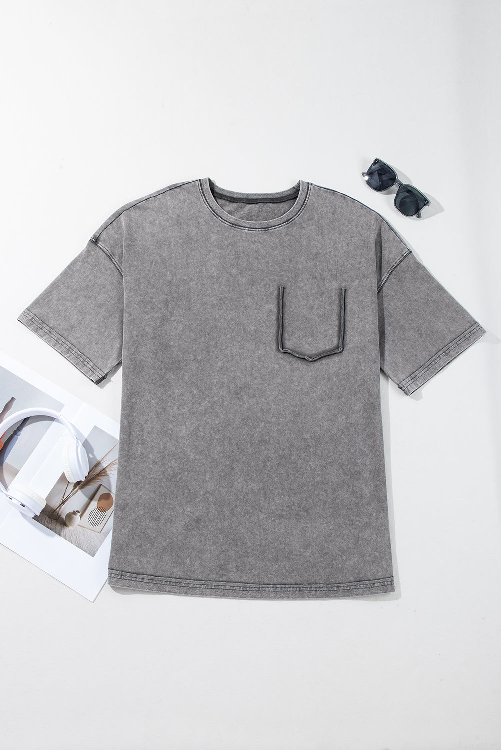 Philippine Gray Mineral Wash Half Sleeve Boyfriend Vintage T Shirt-Tops/Tops & Tees-[Adult]-[Female]-2022 Online Blue Zone Planet