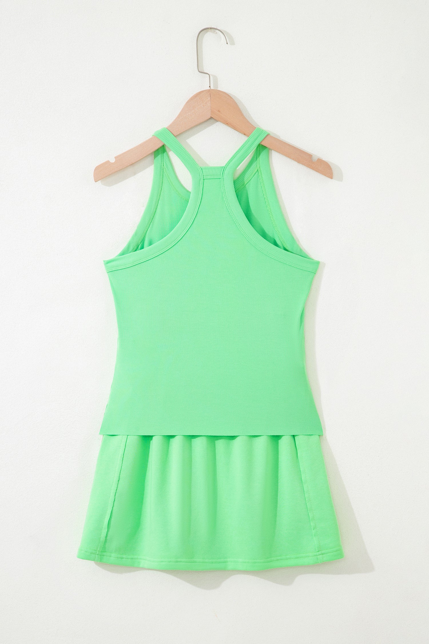 Sachet Pink Slim Tank Top Elastic Waist Mini Skort 2pcs Outfit-Two Piece Sets/Two Piece Dresses-[Adult]-[Female]-2022 Online Blue Zone Planet