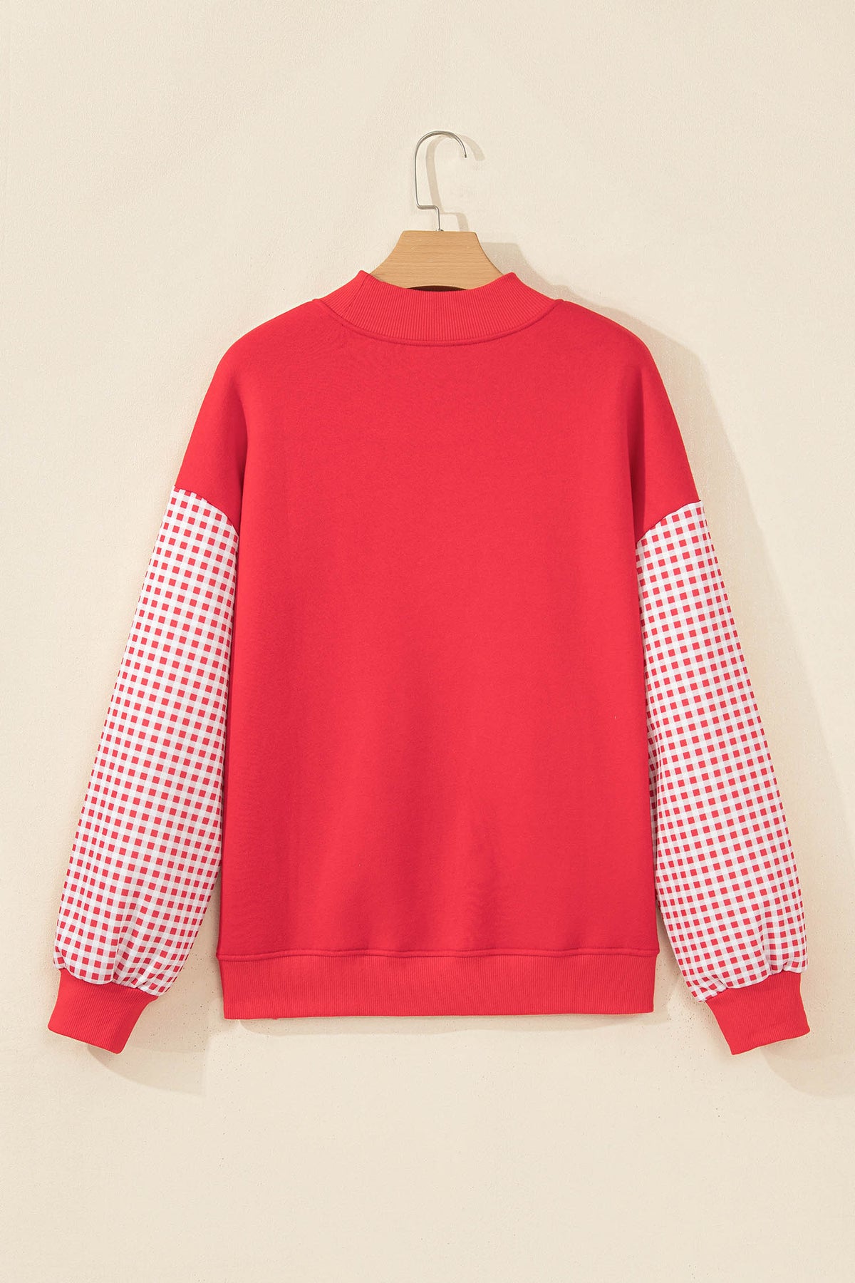Evergreen Plaid Sleeve Colorblock Loose Tunic Sweatshirt-Tops/Sweatshirts & Hoodies-[Adult]-[Female]-2022 Online Blue Zone Planet