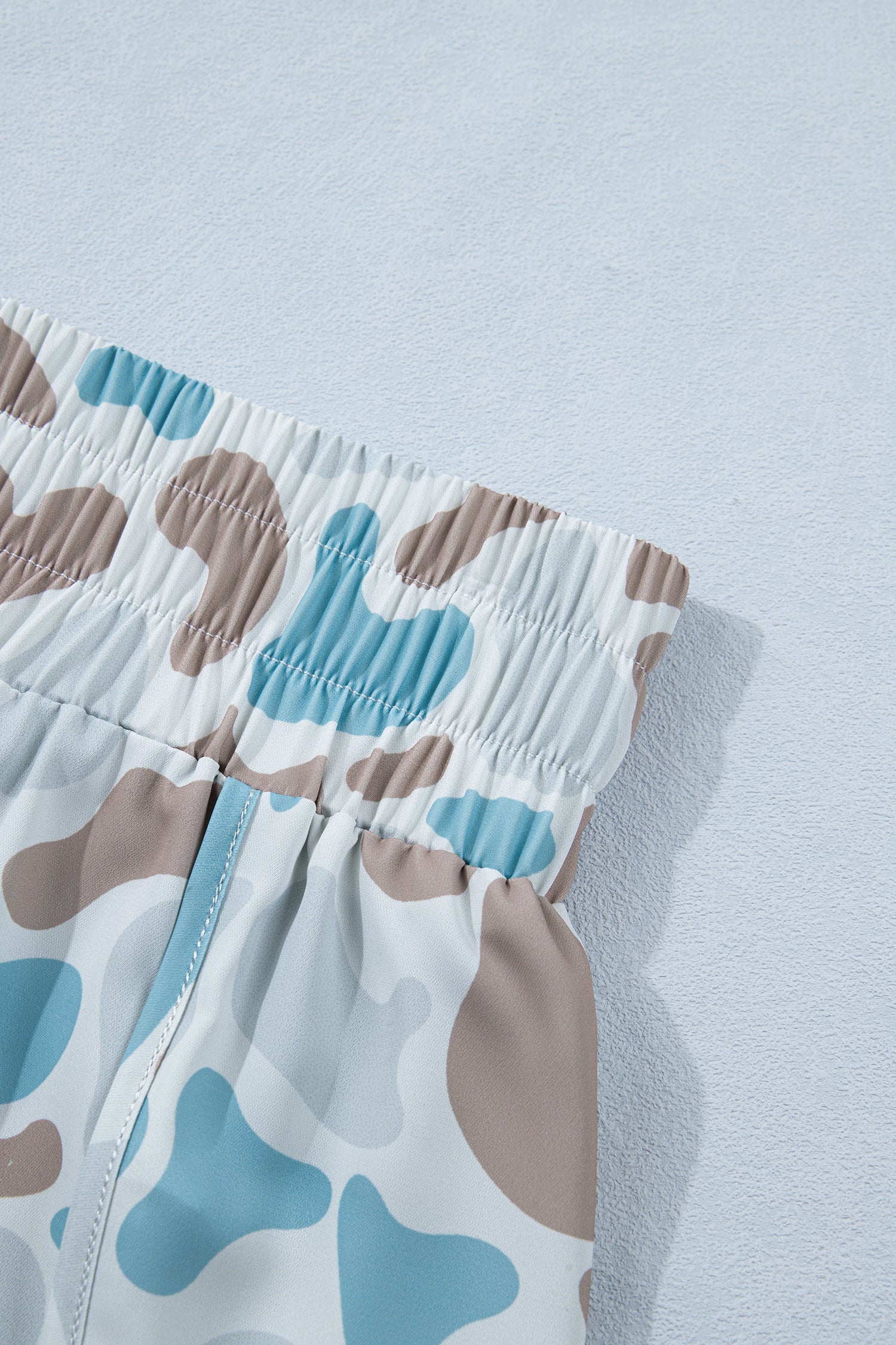 Multicolour Camouflage Print Shirred High Waist Athleisure Shorts-Bottoms/Casual Shorts-[Adult]-[Female]-2022 Online Blue Zone Planet