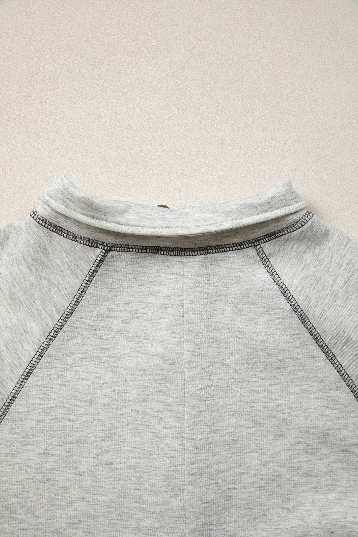 Light Grey Half Zip Stand Neck Seam Detail Long Sleeve Top-Tops/Long Sleeve Tops-[Adult]-[Female]-2022 Online Blue Zone Planet