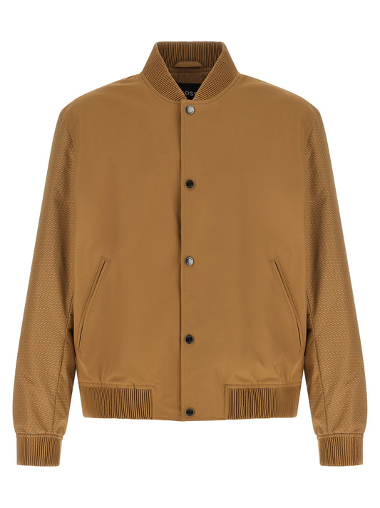 Hugo Boss Monogram Sleeve Bomber Jacket-Jackets-[Adult]-[Female]-temp-56 IT-Beige-2022 Online Blue Zone Planet