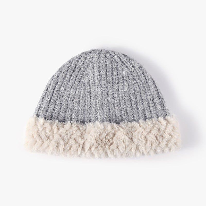 Fuzzy Hem Knit Hat-BEANIES-[Adult]-[Female]-Light Gray-One Size-2022 Online Blue Zone Planet