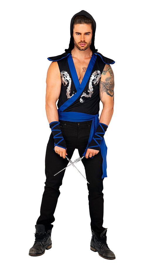 3 Piece-ninja-warrior-Costumes-[Adult]-[Female]-Black/Blue-S-2022 Online Blue Zone Planet