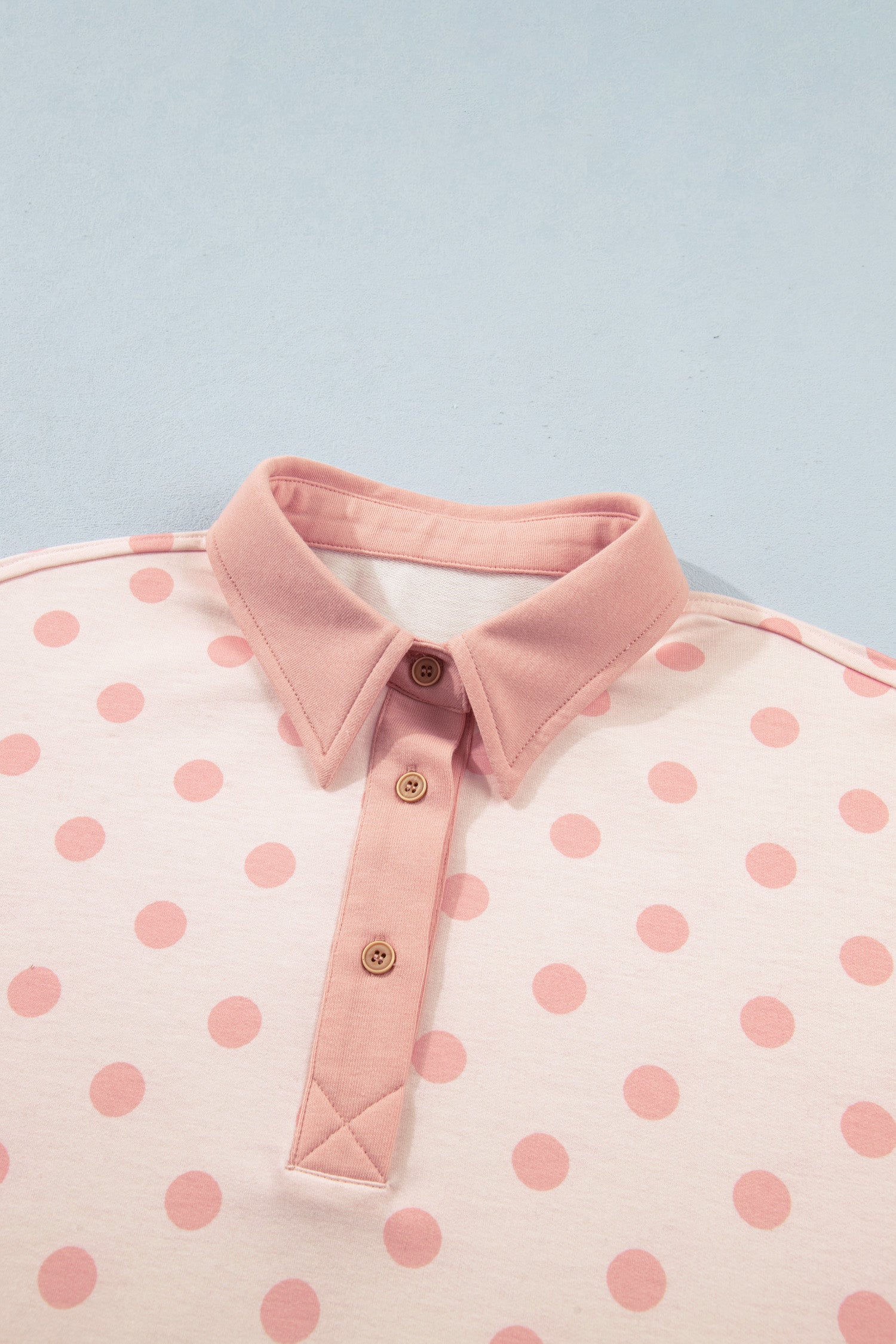 Pink Polka Dot Drop Shoulder Polo Loose Pullover Patch Pocket Casual Shorts Set-Two Piece Sets/Short Sets-[Adult]-[Female]-2022 Online Blue Zone Planet