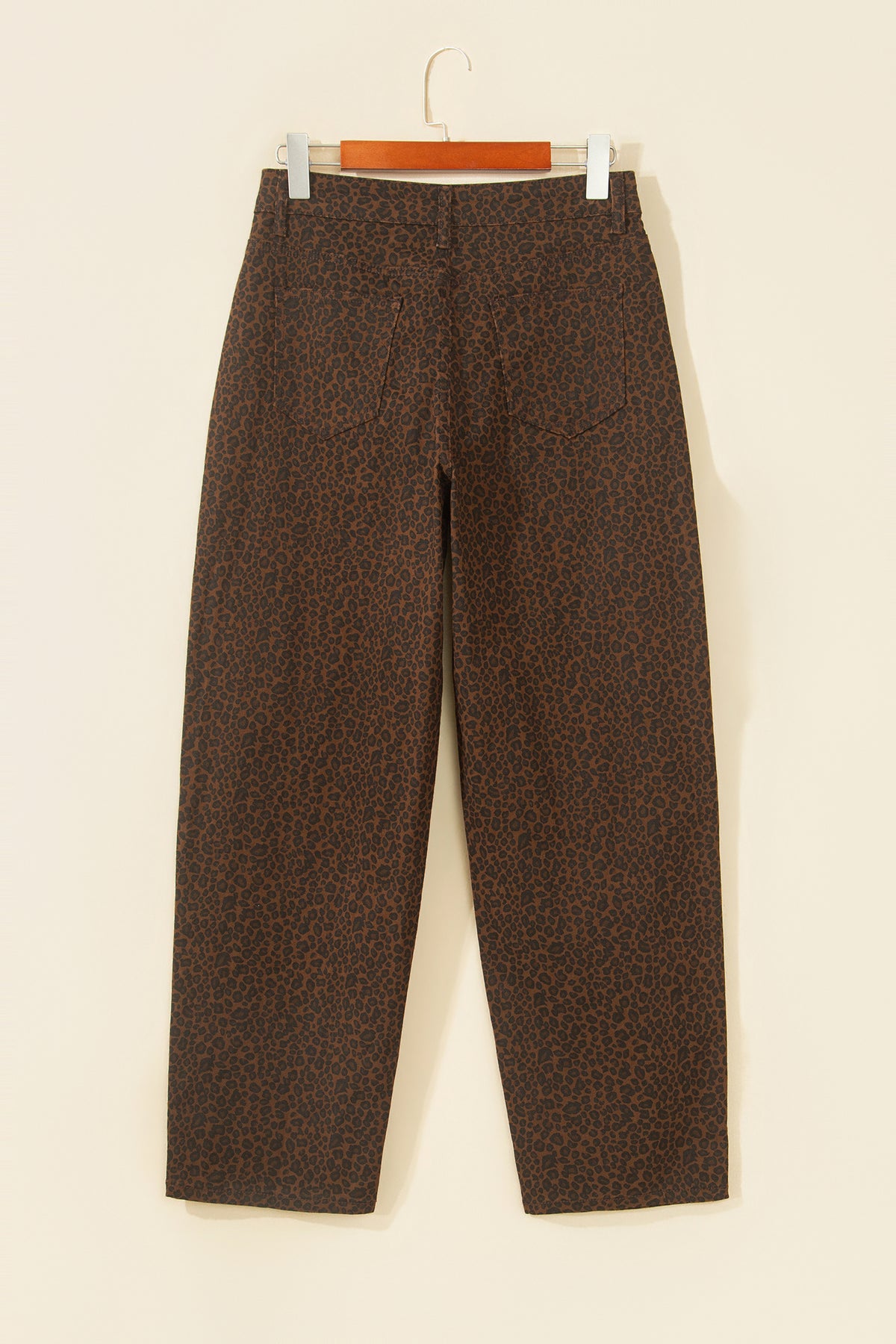 Brown Casual Leopard Print Full-Length Regular Fit Jeans-TOPS / DRESSES-[Adult]-[Female]-2022 Online Blue Zone Planet