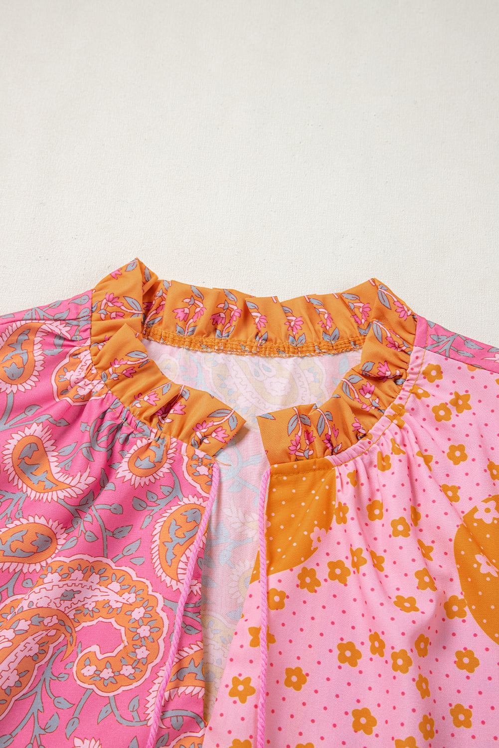 Pink Boho Paisley Floral Mixed Patchwork Tassel Tie Plus Size Midi Dress-Plus Size/Plus Size Dresses/Plus Size Maxi Dresses-[Adult]-[Female]-2022 Online Blue Zone Planet