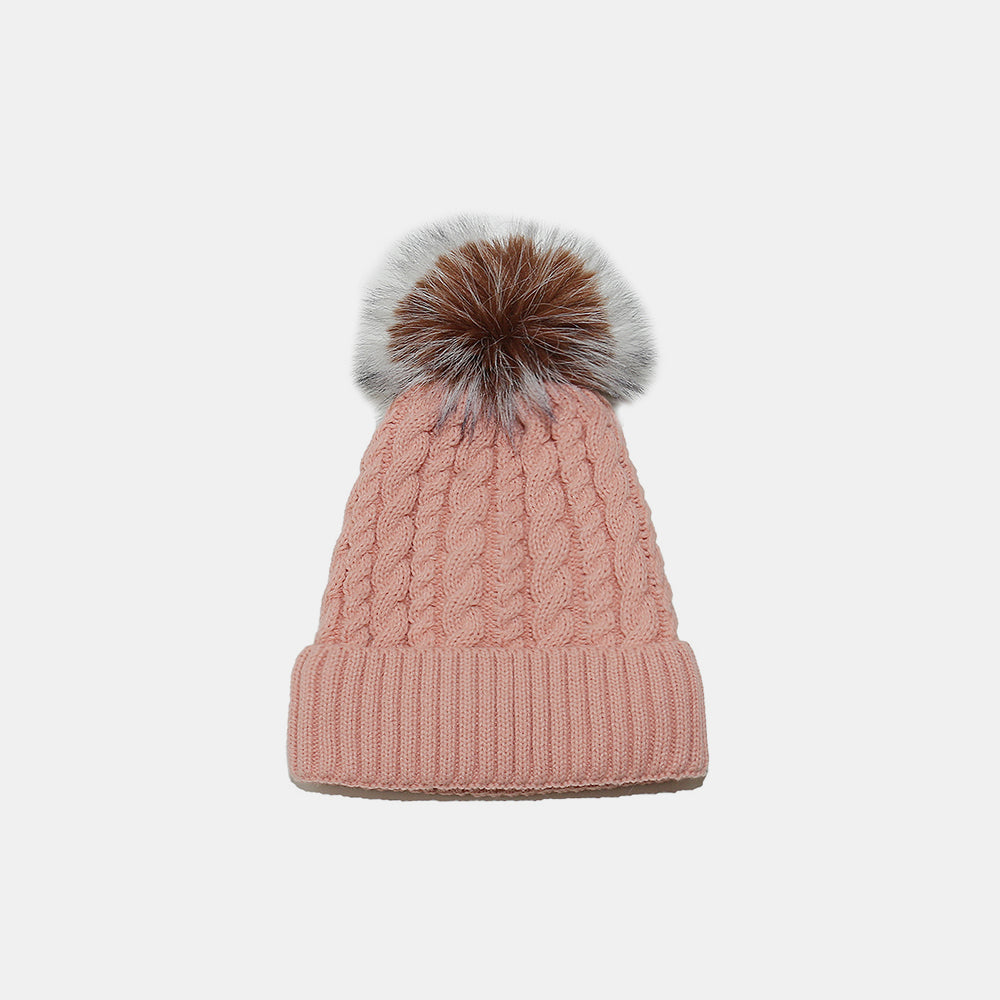 Blue Zone Planet | Cable Knit Winter Hat with Pompom-HATS-[Adult]-[Female]-Dusty Pink-One Size-2022 Online Blue Zone Planet