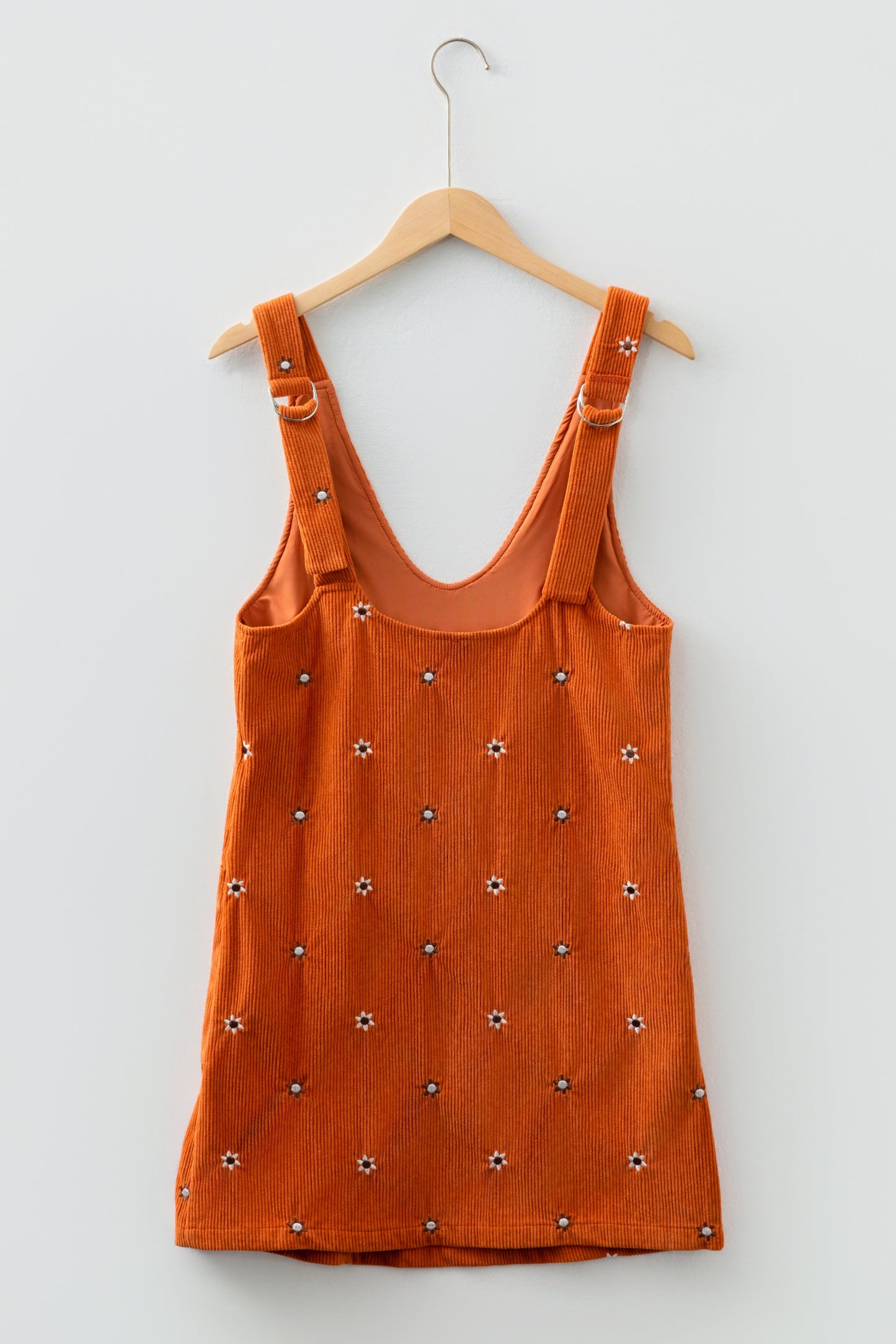 Gold Flame Flower Embroidered Corduroy Overall Mini Dress-TOPS / DRESSES-[Adult]-[Female]-2022 Online Blue Zone Planet