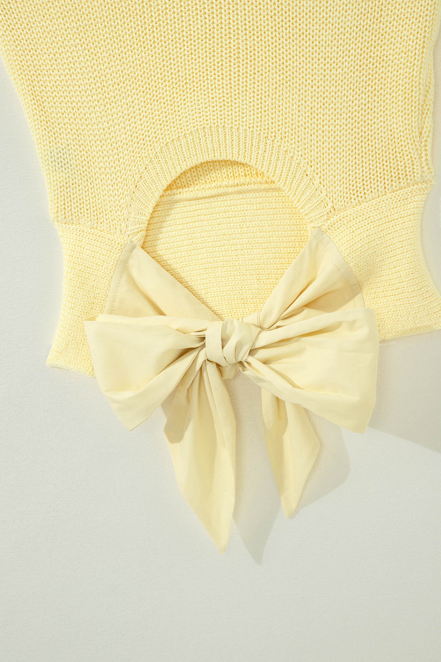 Yellow Cream Solid Color Cropped Knit Knot Back Cutout Sweater Tank-Sweaters & Cardigans/Sweater Vests-[Adult]-[Female]-2022 Online Blue Zone Planet