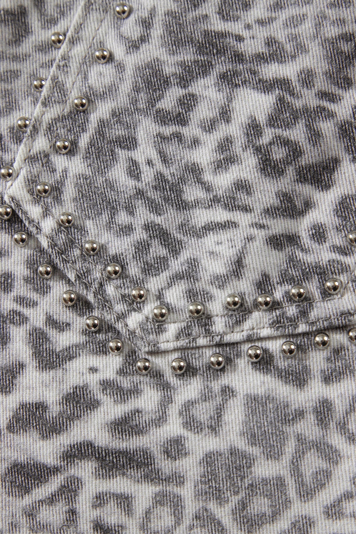Khaki Leopard Print Studded Collar Studded Patch Pocket Denim Jacket-Outerwear/Denim jackets-[Adult]-[Female]-2022 Online Blue Zone Planet