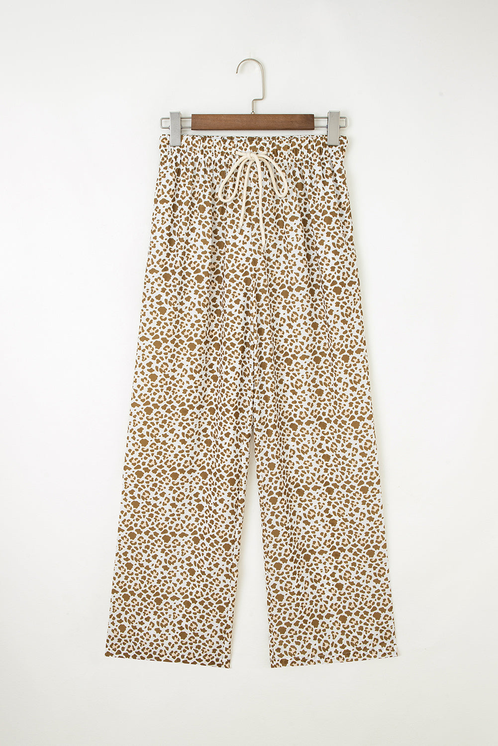 Khaki Leopard Drawstring Elastic Waistband Loose Pants-Bottoms/Pants & Culotte-[Adult]-[Female]-2022 Online Blue Zone Planet