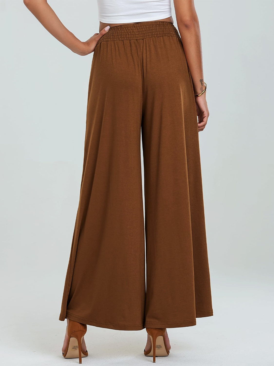 Pocketed Elastic Waist Wide Leg Pants-BOTTOMS SIZES SMALL MEDIUM LARGE-[Adult]-[Female]-2022 Online Blue Zone Planet