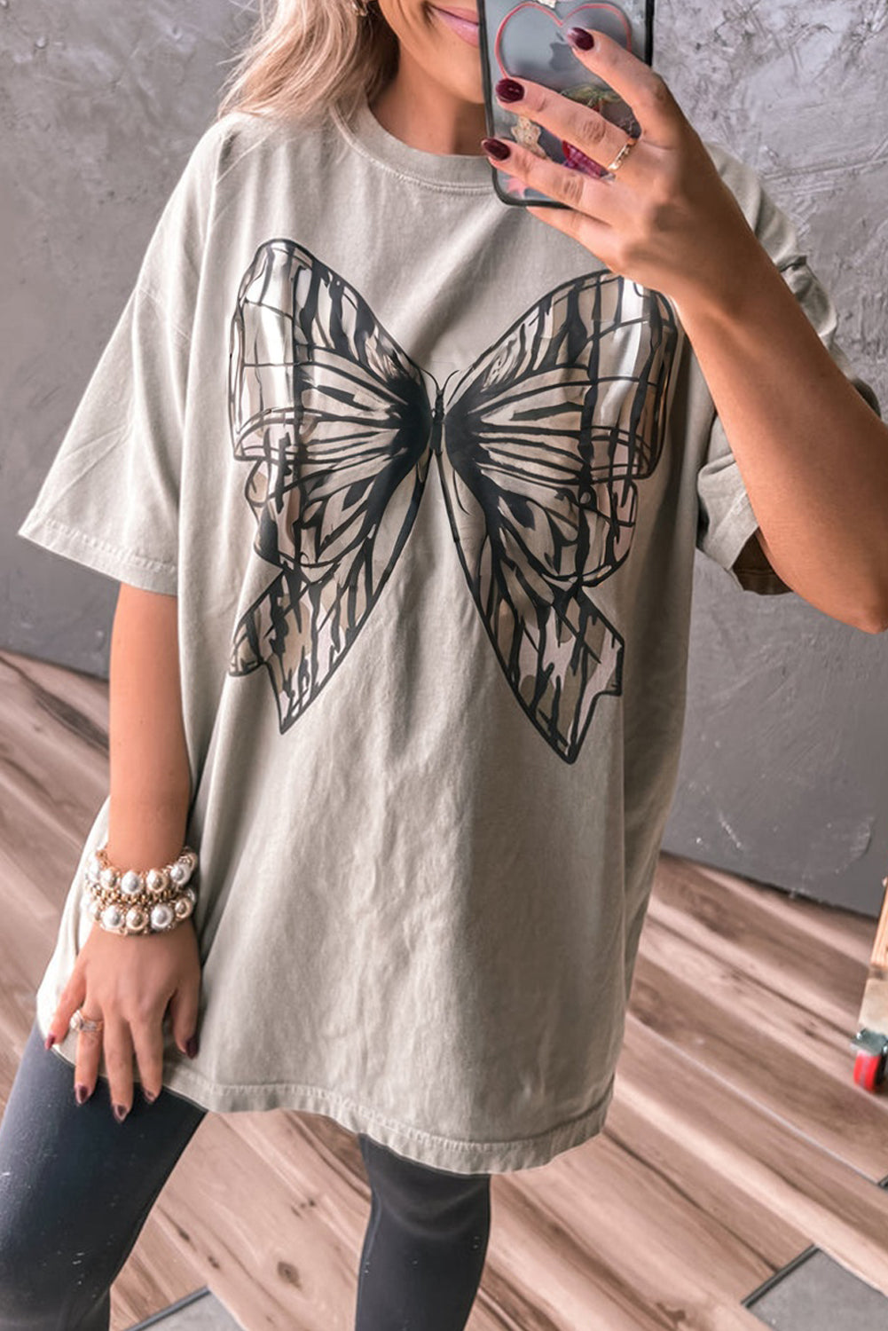 Casual Oversize Big Bow Printed Drop Shoulder Tunic Casual Tee-Tops/Tops & Tees-[Adult]-[Female]-Laurel Green-S-2022 Online Blue Zone Planet