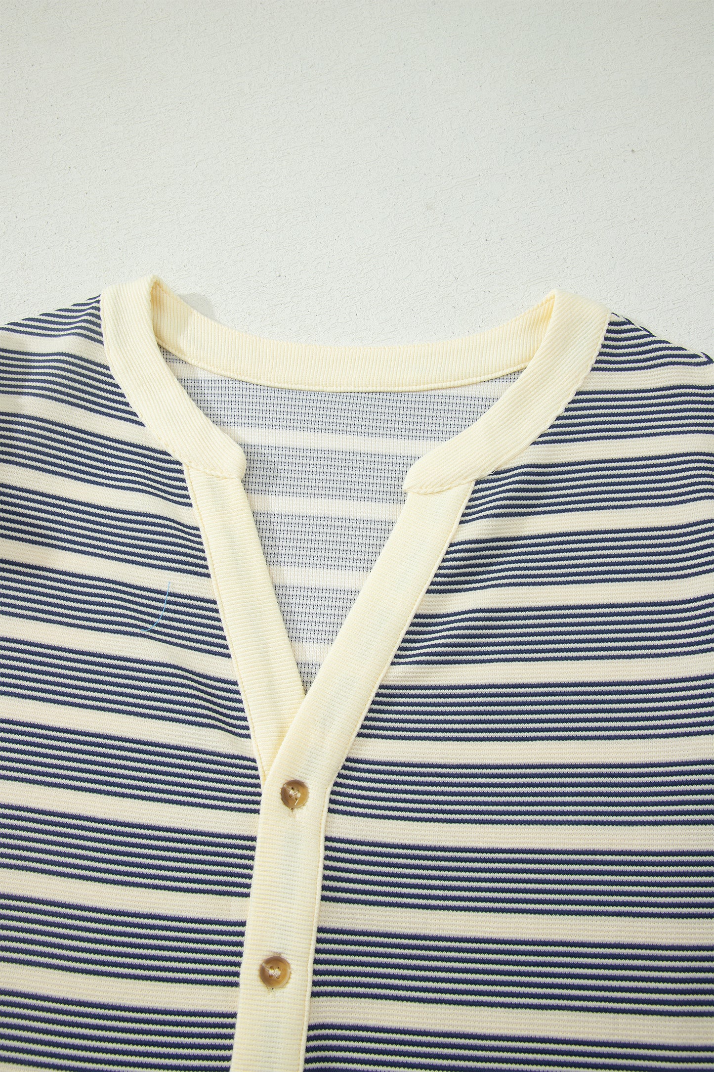 Blue Stripe Plus Size Contrast Trim Button V Neck Ruffle Sleeve Shift Dress-TOPS / DRESSES-[Adult]-[Female]-2022 Online Blue Zone Planet