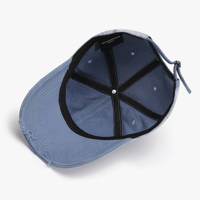 Distressed Adjustable Cotton Hat-HATS-[Adult]-[Female]-2022 Online Blue Zone Planet