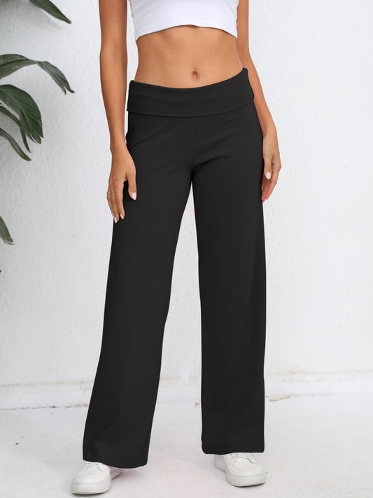 Elastic Waist Wide Leg Pants-BOTTOMS SIZES SMALL MEDIUM LARGE-[Adult]-[Female]-Black-XS-2022 Online Blue Zone Planet