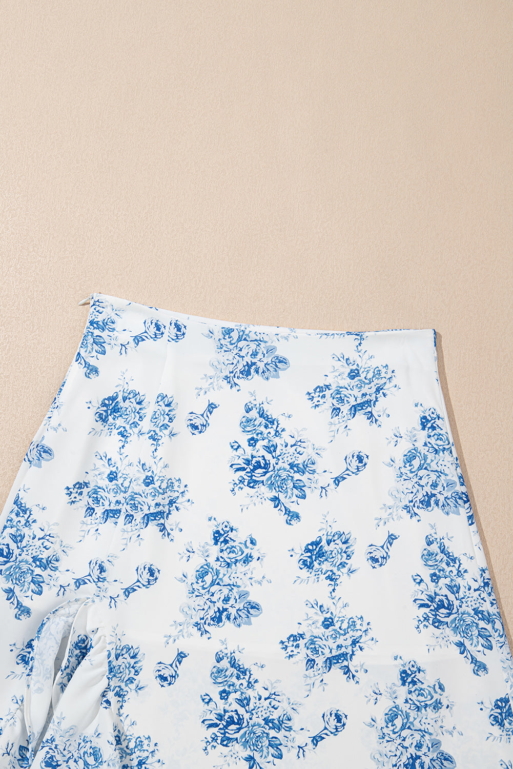 Sky Blue Boho Floral High Waist Ruffle Split Maxi Skirt-Bottoms/Skirts & Petticoat-[Adult]-[Female]-2022 Online Blue Zone Planet