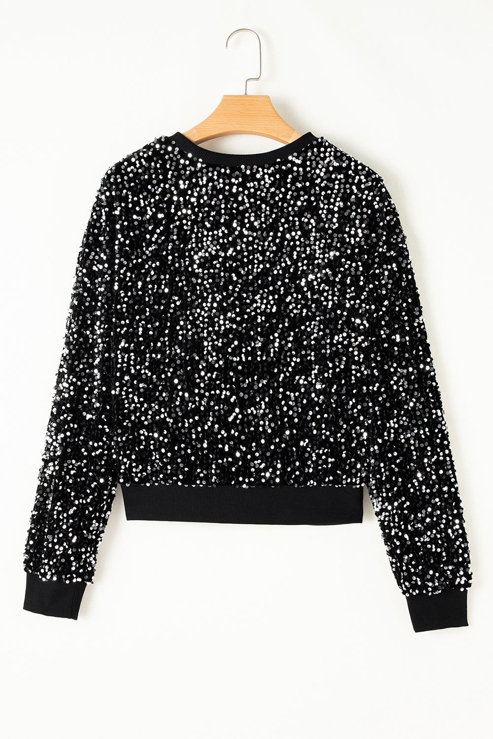 Sequin Round Neck Long Sleeve Blouse-TOPS / DRESSES-[Adult]-[Female]-2022 Online Blue Zone Planet