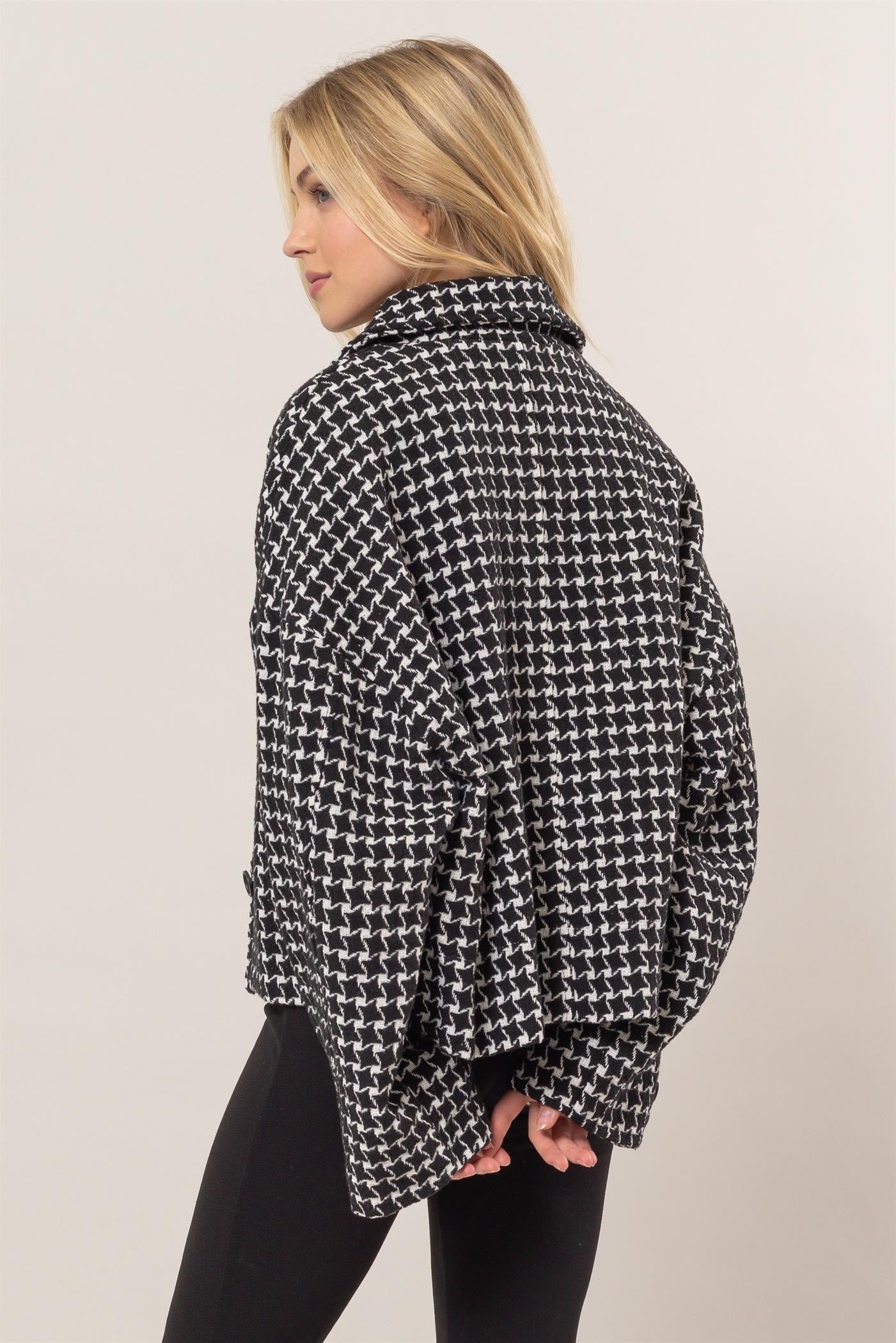 HYFVE Tweed Plaid Button Up Collared Neck Jacket-TOPS / DRESSES-[Adult]-[Female]-2022 Online Blue Zone Planet