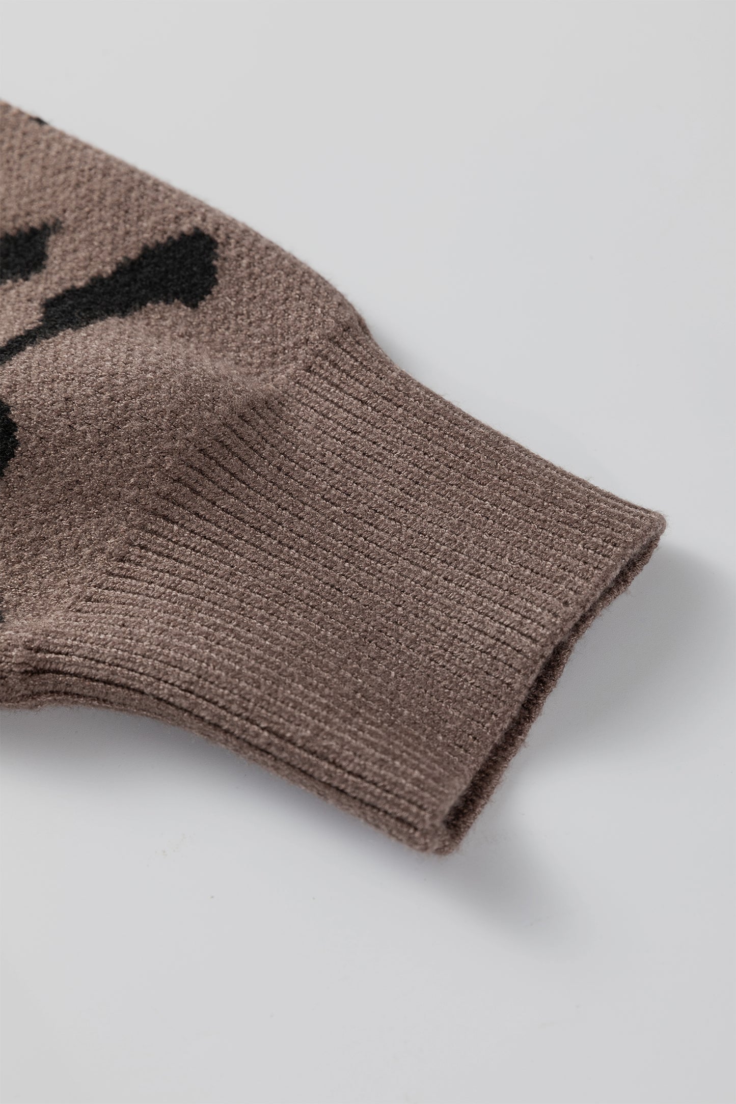 Camel Asymmetric Leopard Print Detail Drop Shoulder Sweater-TOPS / DRESSES-[Adult]-[Female]-2022 Online Blue Zone Planet