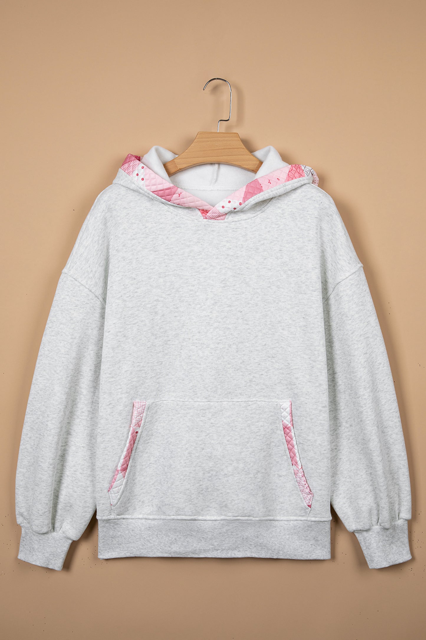 Gray Contrast Patchwork Oversized Hoodie-Tops / Dresses-[Adult]-[Female]-2022 Online Blue Zone Planet