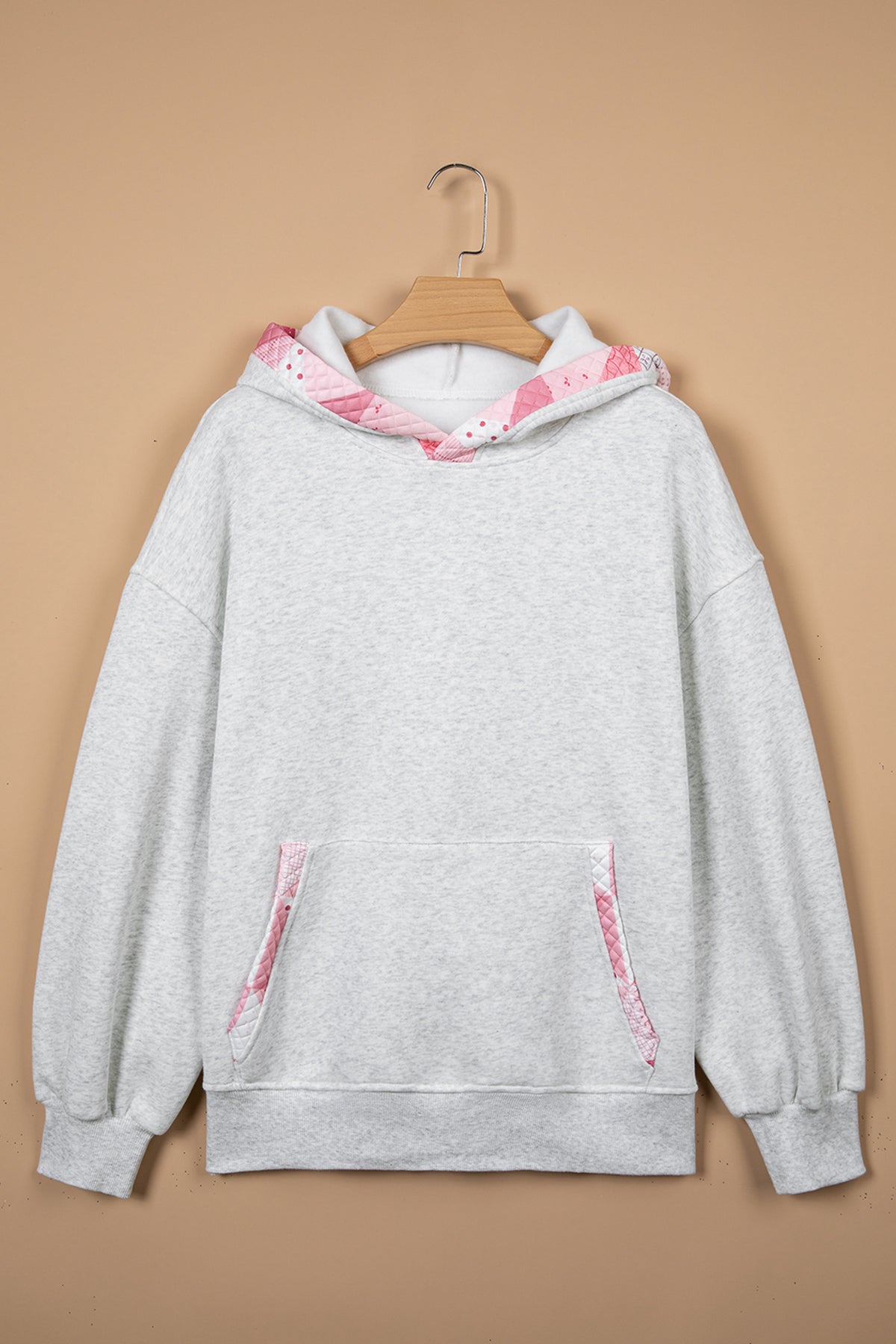 Gray Contrast Patchwork Oversized Hoodie-Tops / Dresses-[Adult]-[Female]-2022 Online Blue Zone Planet