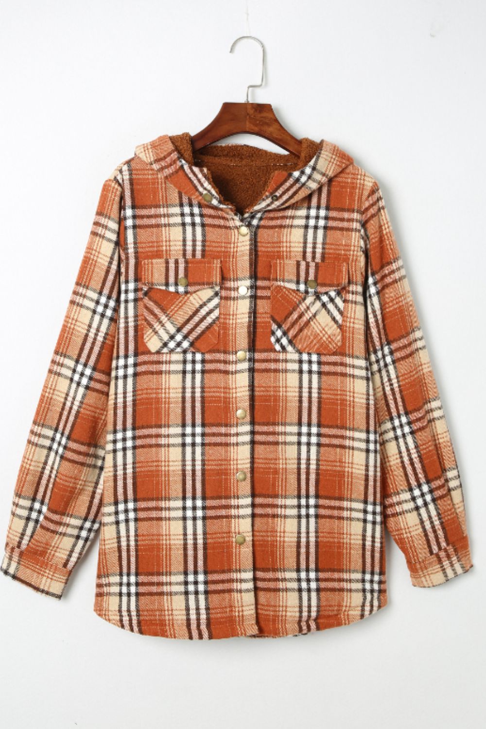 Blue Zone Planet | Plaid Button Up Long Sleeve Hooded Jacket-TOPS / DRESSES-[Adult]-[Female]-2022 Online Blue Zone Planet