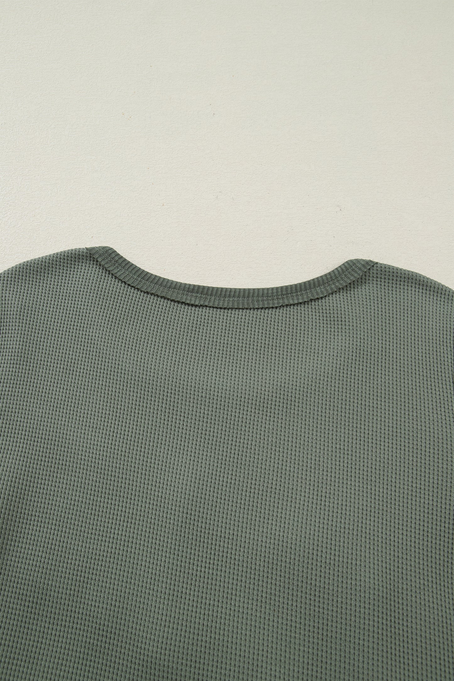 Sage Green Solid Color Waffle Ribbed Lace Patchwork Long Sleeve Top-Tops/Long Sleeve Tops-[Adult]-[Female]-2022 Online Blue Zone Planet